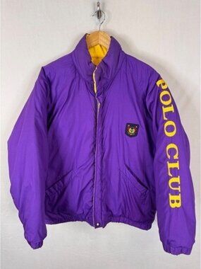 Vintage Descente Polo Club Reversible Puffer Jacket Purple Yellow Mens L/XL 90s